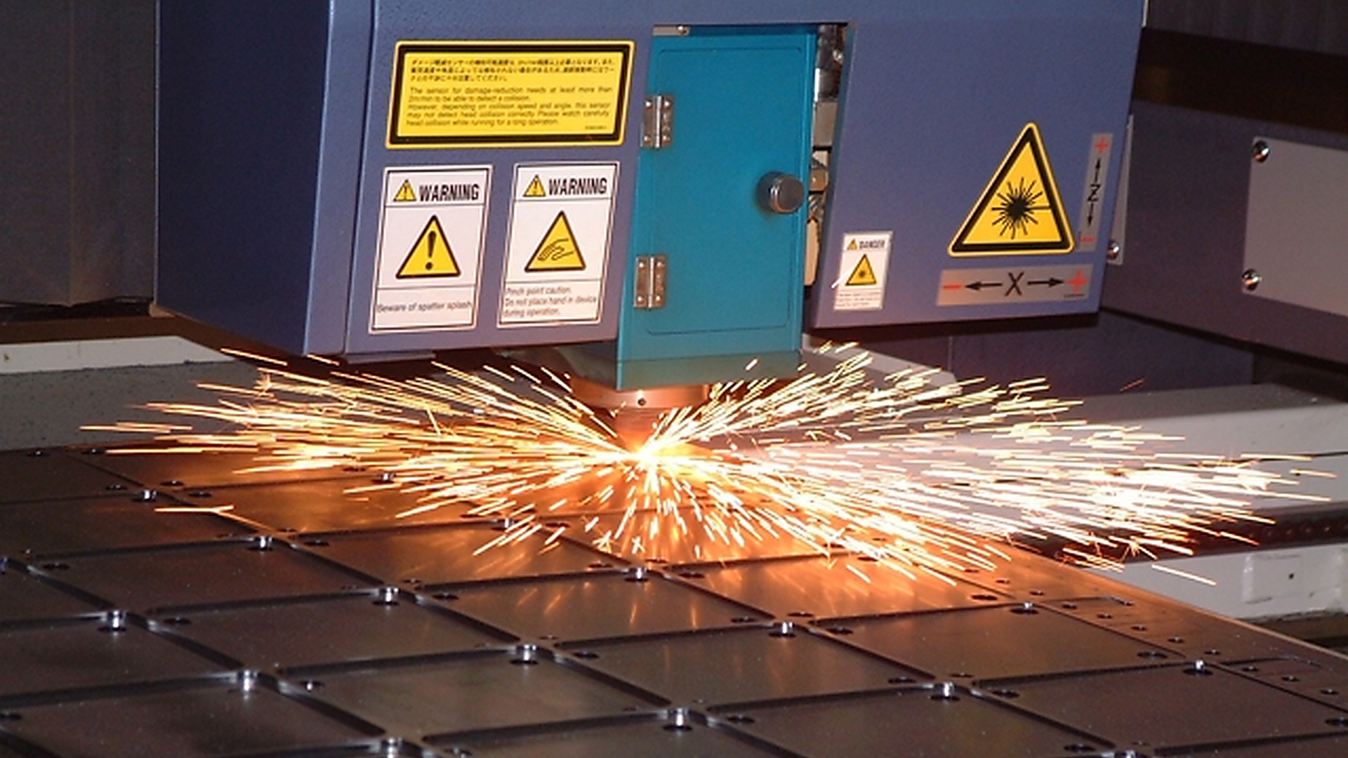 Laser sparks action shot